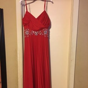 B. Darlin red prom dress with rhinestones